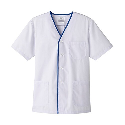 襟なし/半袖 男性用調理衣 ホワイト 4