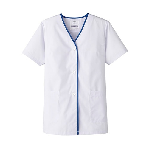 襟なし/半袖 女性用調理衣 ホワイト S