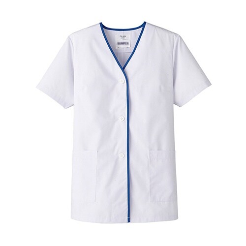 襟なし/半袖 女性用調理衣 ホワイト 4