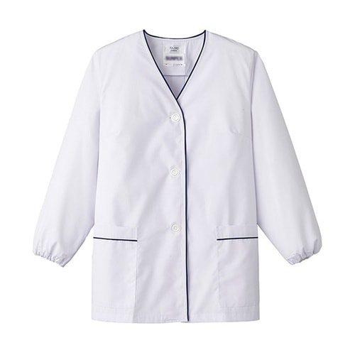襟なし/長袖 女性用調理衣 ホワイト 3