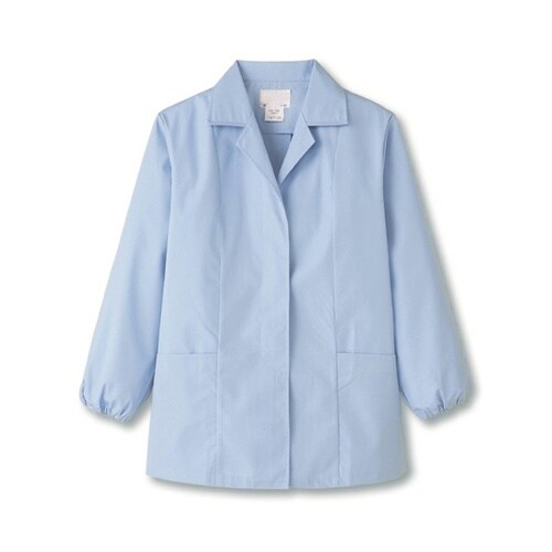 襟あり/長袖 女性用調理衣 サックス 4