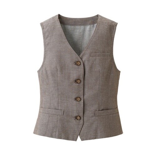 襟なし 女性用ベスト ブラウン 13号