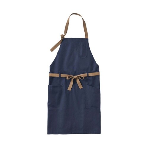胸当て エプロン 紺×ベージュ F SB