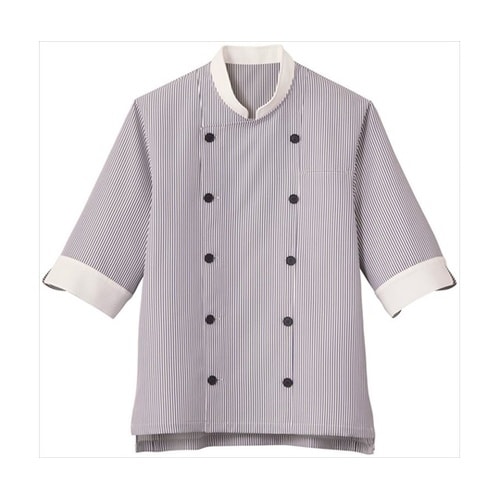 七分袖 ショップコート ホワイト×ネイビ