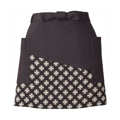 ショート丈 前掛け ホワイト×ネイビー