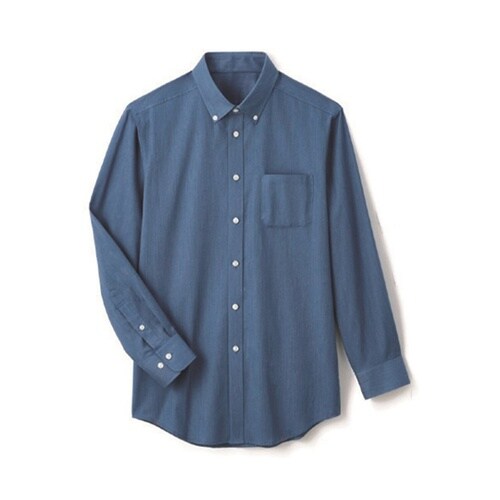 長袖 ボタンダウンシャツ ブルー 4L