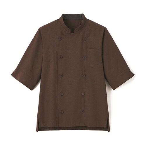 七分袖 ショップコート ブラウン LL
