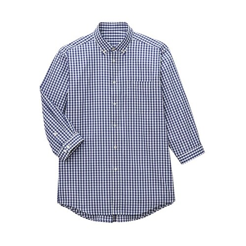 七分袖 ボタンダウンシャツ ネイビー 4