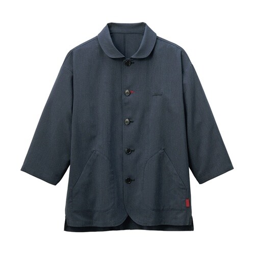 七分袖 ショップコート ネイビー L S