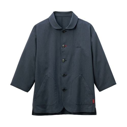 七分袖 ショップコート ネイビー 4L