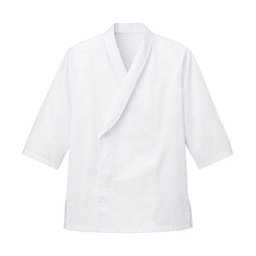 襟あり/七分袖 調理衣 ホワイト SS