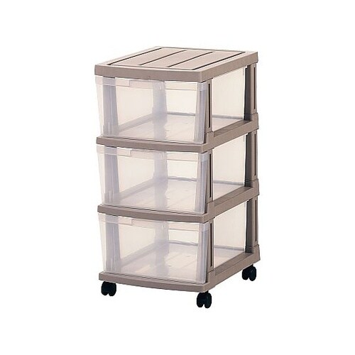 エミング 深型ストッカー 3段 ベージュ