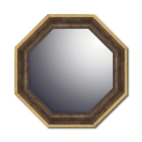 ヴィンテージ八角ミラー「ブラウン(Sサイ