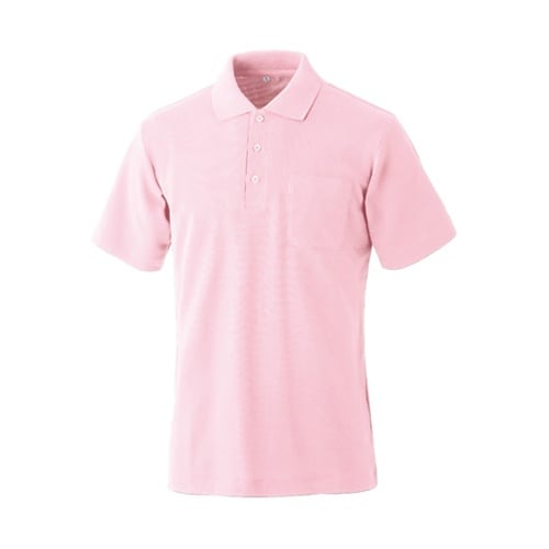1142 国産半袖ポケ付ポロ ピンク L