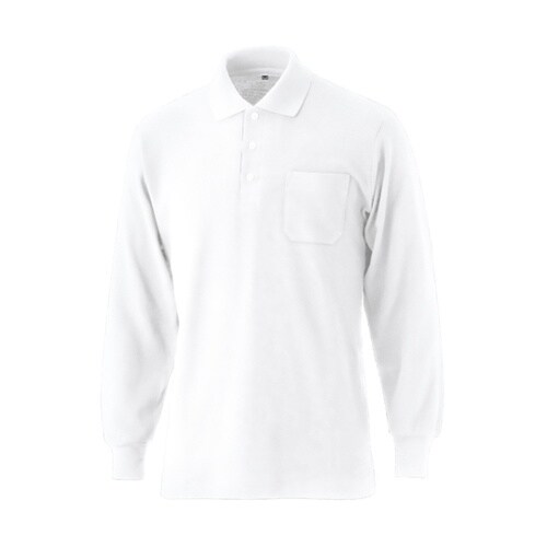 2284 国産長袖ポケ付ポロ ホワイト