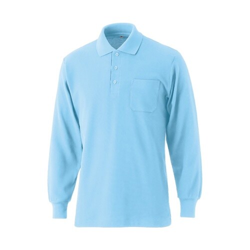 2284 国産長袖ポケ付ポロ サックス
