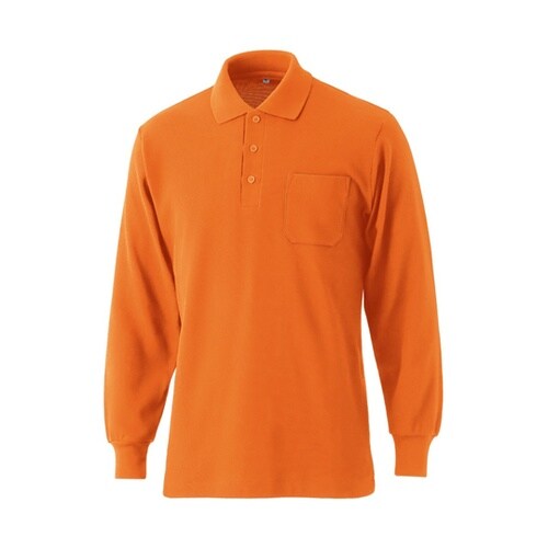 2284 国産長袖ポケ付ポロ オレンジ