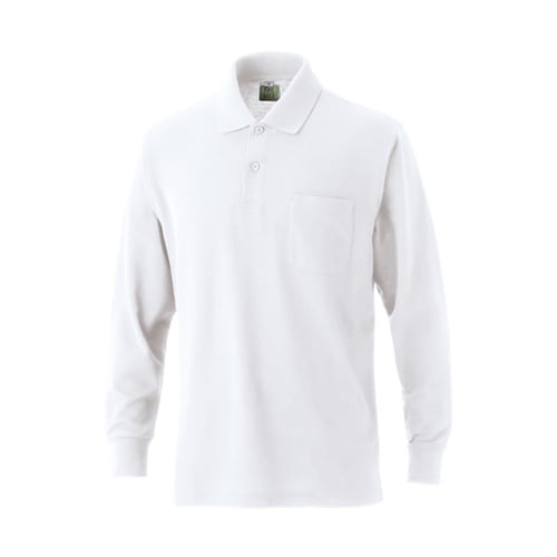 VP902 綿混長袖ポケ付ポロ ホワイト