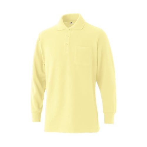 SLY804L 綿混長袖ポケ付ポロ イエ