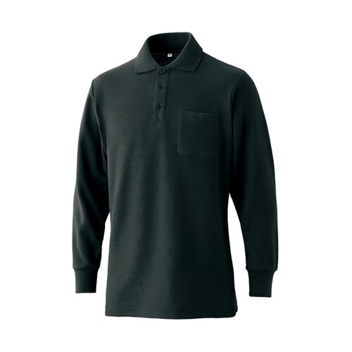 SLY804L 綿混長袖ポケ付ポロ ブラ