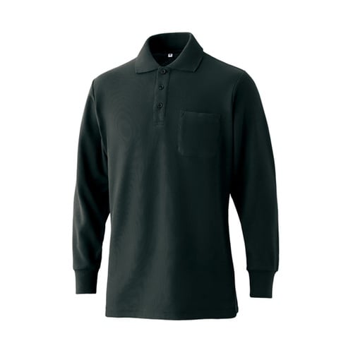 SLY804L 綿混長袖ポケ付ポロ ブラ