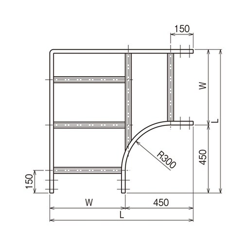 外直角L形分岐ラック 15RLA30