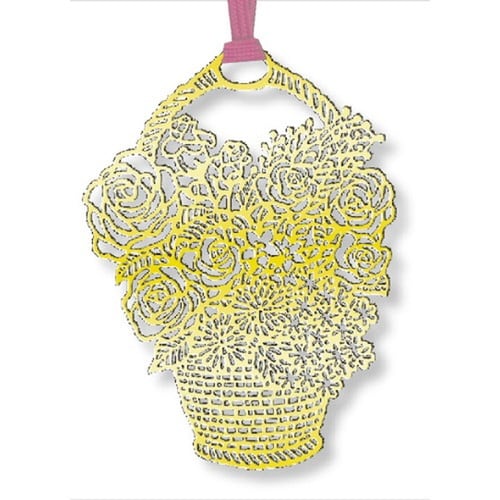 ブックマーク 花かご ゴールド×10