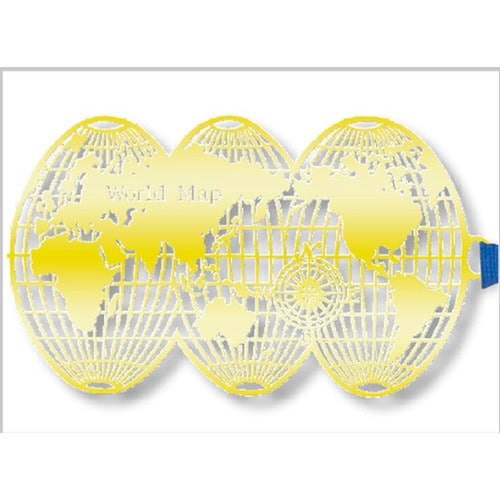 ブックマーク 世界地図 ゴールド×10