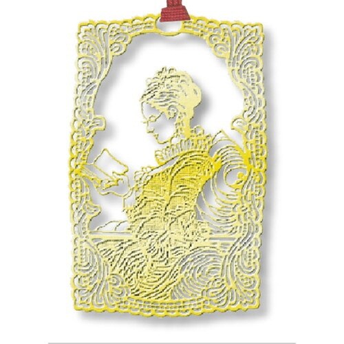 ブックマーク 読書する少女 ゴールド×10