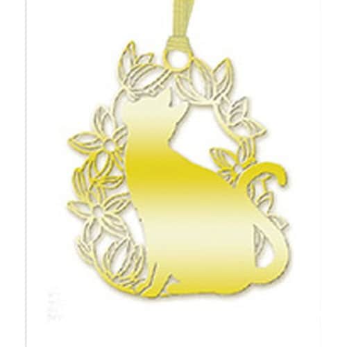 キャットブックマーク 猫と花G ゴールド×10