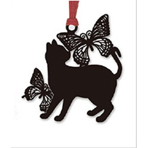 キャットブックマーク 猫と蝶B ブラック×10