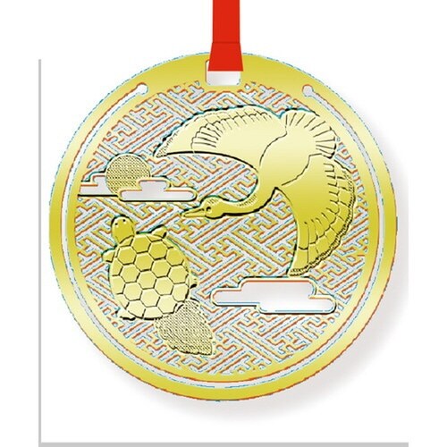 ブックマーク おまもり栞 鶴亀 ゴールド×10