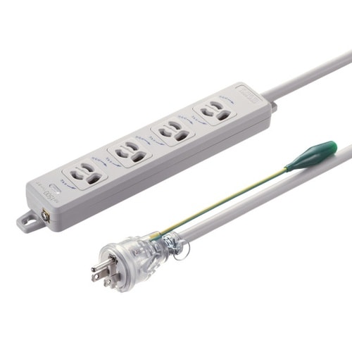 アースピン折りたたみプラグ付き電源タップ