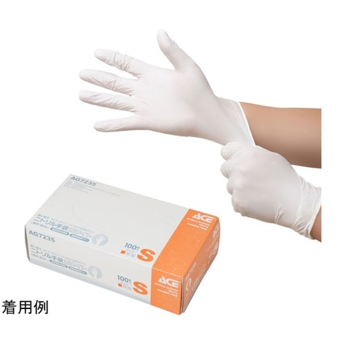 ニトリル手袋 ホワイト 薄手 粉なし S