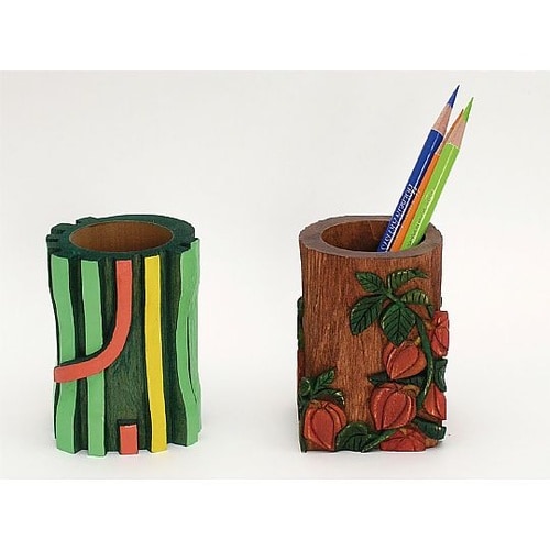 30604 木彫筆立(しな材)