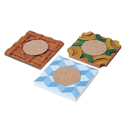 30618 木彫コースター3枚組 しな材