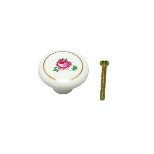 17906 ツマミ38mmホワイト/花柄