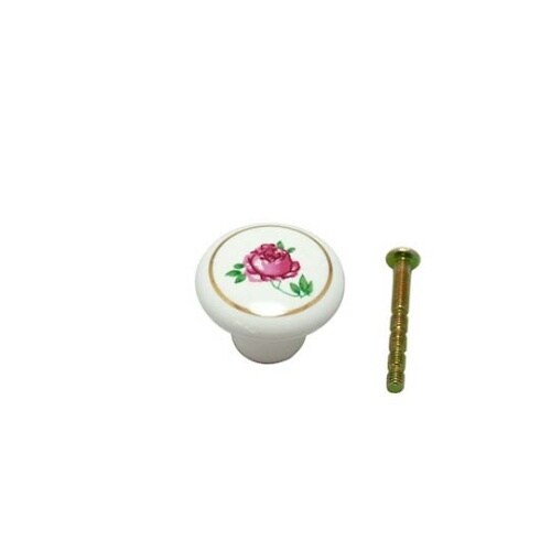 17907ツマミ32mmホワイト(花柄)