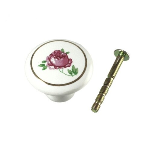 T−907ツマミ32mmホワイト(花柄)