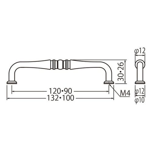 HB−82 ミラーハンドル90ミリ金