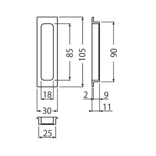 MW−1平面長戸引手105白木ウッド