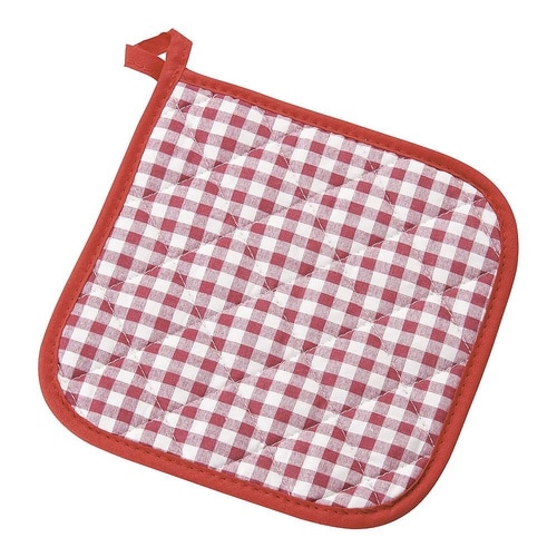 TKGチェック布製ポットホルダーレッド