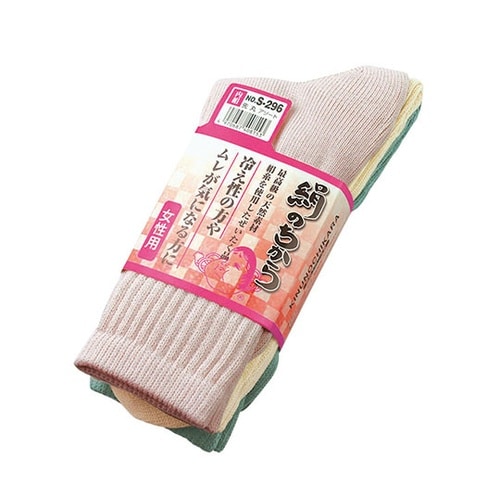 絹のちから 婦人 先丸 3足組 カラー