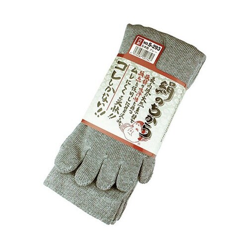 絹のちから 5本指 3足組 グレー S−