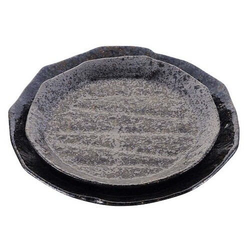 8181450 黒釉ソギ 丸皿4寸