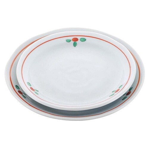 8181470 赤絵花紋 丸皿4寸