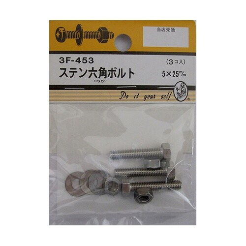 3F453 ステン六角ボルト 3個入