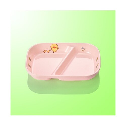 J 32−HIP角二つ仕切皿大ひよこ/桃