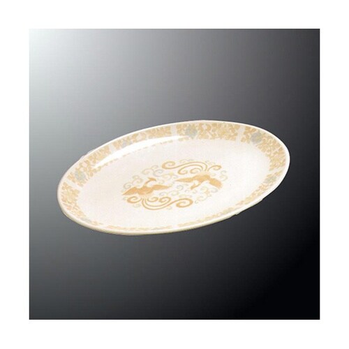 L 208−HO 8吋小判皿 牡丹鳳凰受