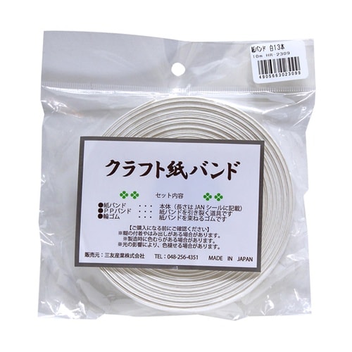 クラフト紙バンド 長さ10m 13本 白